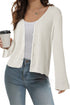 Ribbed Knit Bell Sleeve V-Neck Button Front Cardigan Sweater